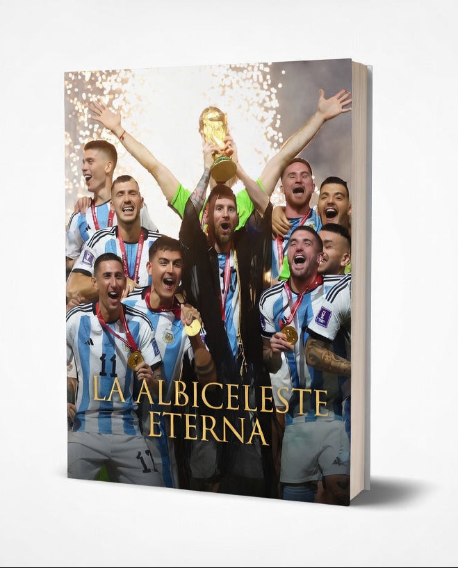 Libro "La historia completa de la Albiceleste", historia del fútbol argentino, con detalles y secretos, en portada con colores nacionales.